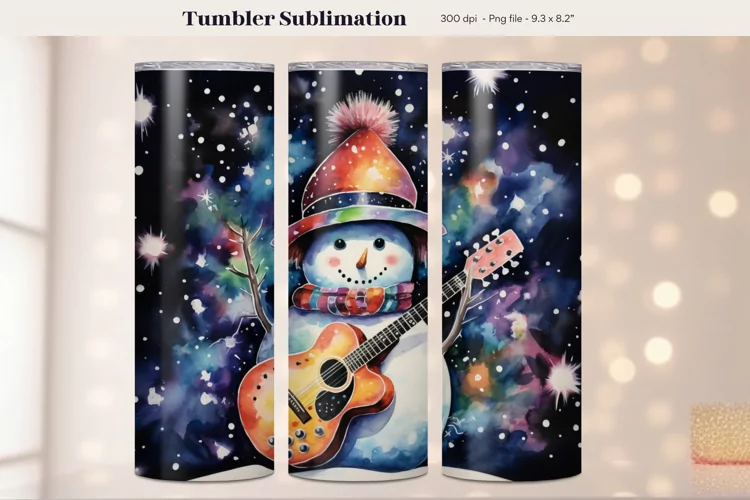 Christmas Snowman Tumbler Wrap | Watercolor Winter Tumbler