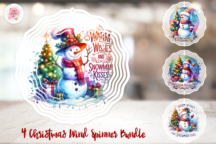Christmas Snowman Wind Spinner Sublimation Bundle Png