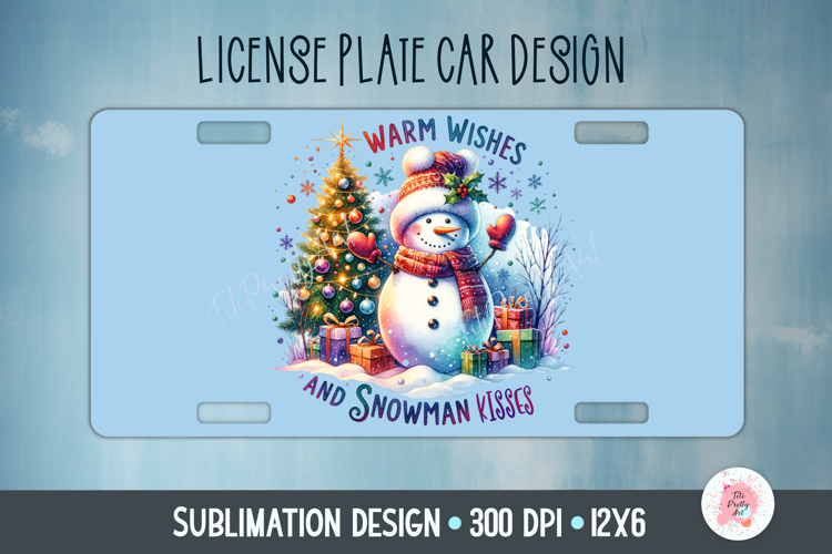 Christmas Snowman Winter Car Plate Sublimation Design Png
