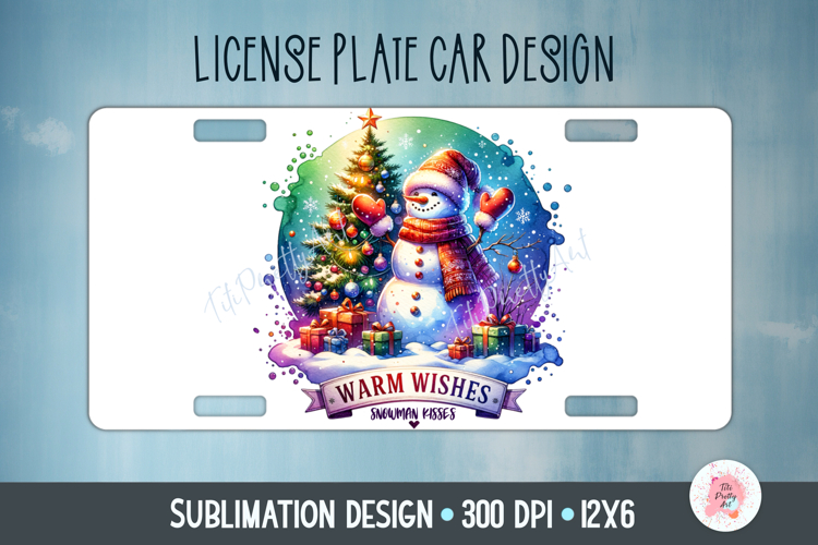 Christmas Snowman Winter Car Plate Sublimation Design Png