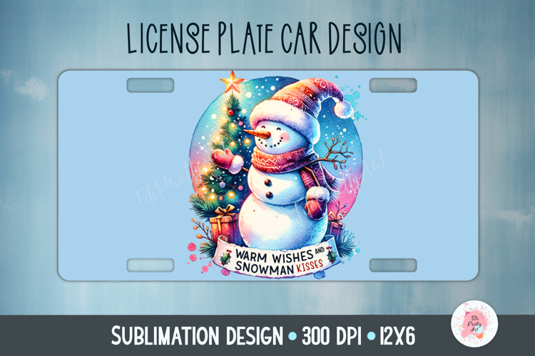 Christmas Snowman Winter Car Plate Sublimation Design Png