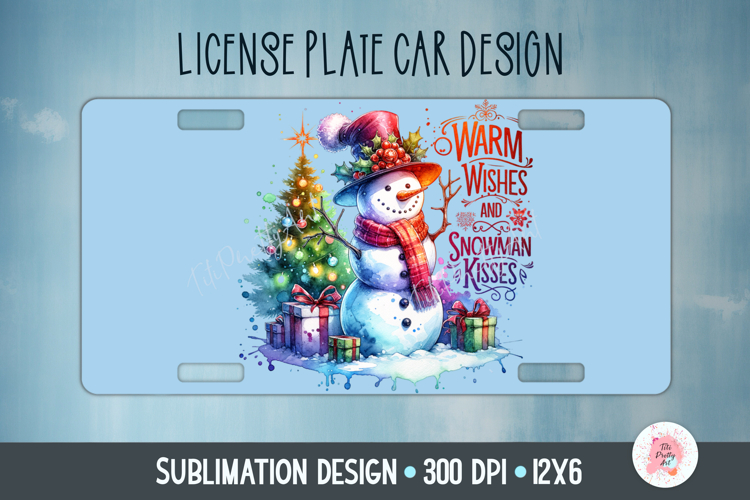 Christmas Snowman Winter Car Plate Sublimation Design Png