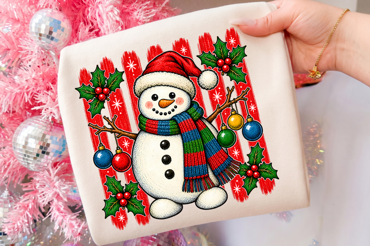 Christmas Snowman Winter Striped PNG, Holiday Ornaments