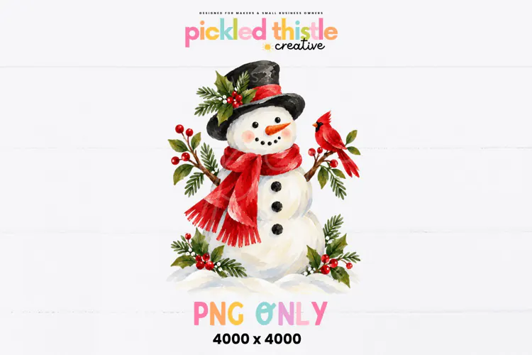 Christmas Snowman with Cardinal PNG