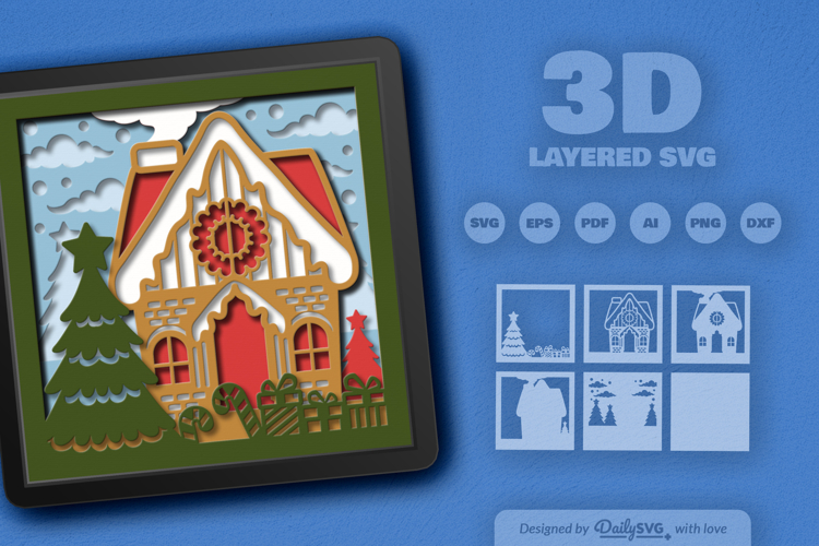 Christmas Snowy House Layered Papercut