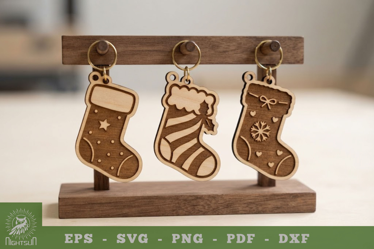 Christmas Sock Lasercut Keychain