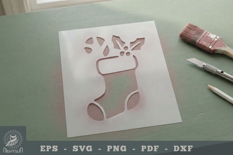 Christmas Sock Stencil Template example image 1