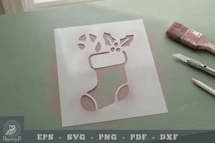 Christmas Sock Stencil Template
