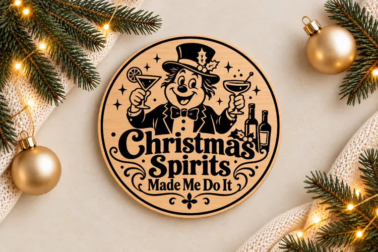 Christmas Spirits Made Me Do It Ornament Laser Cut SVG
