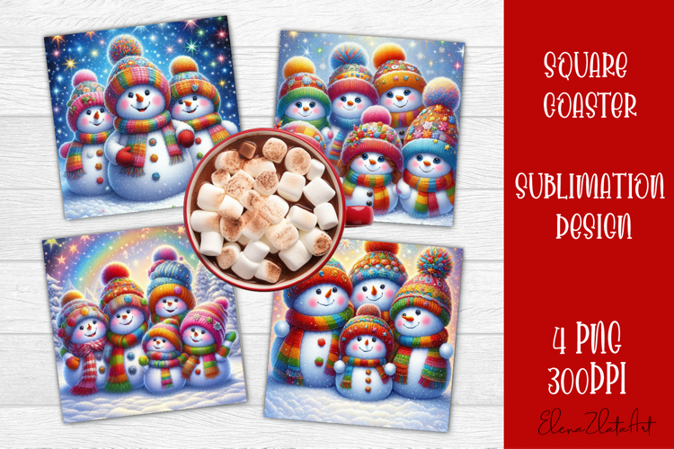 Christmas Square Coaster Sublimation Design