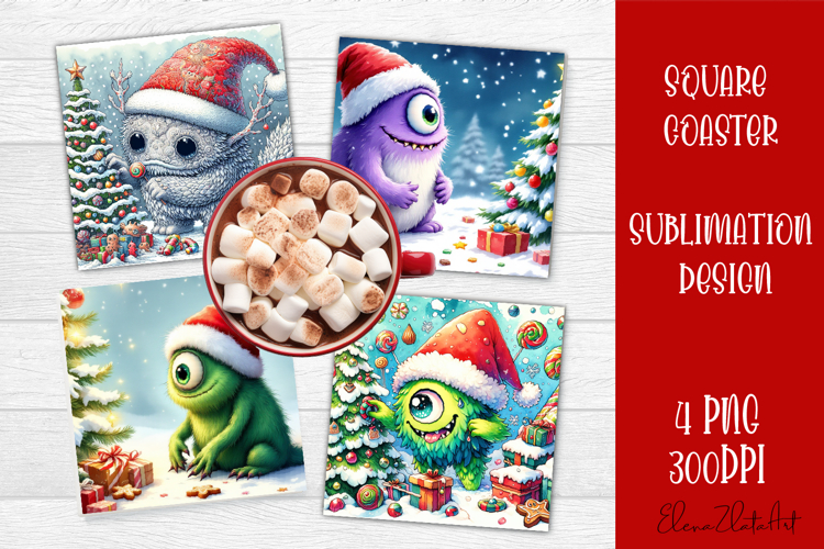 Christmas Square Coaster Sublimation Design
