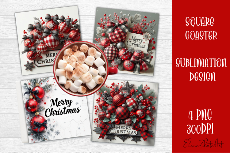 Christmas Square Coaster Sublimation Design