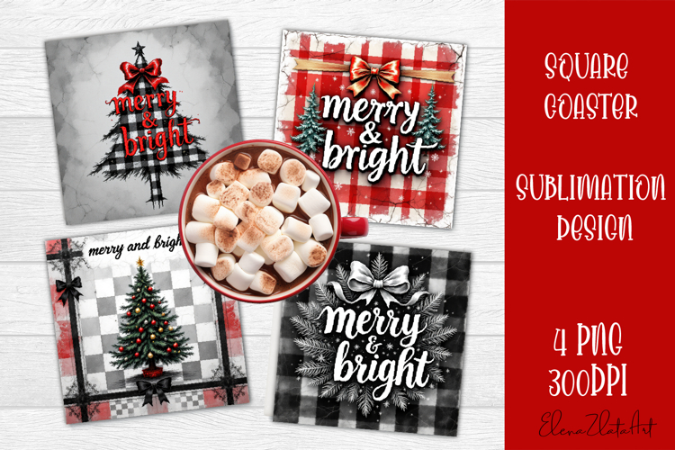 Christmas Square Coaster Sublimation Design