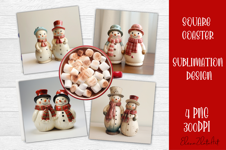 Christmas Square Coaster Sublimation Design