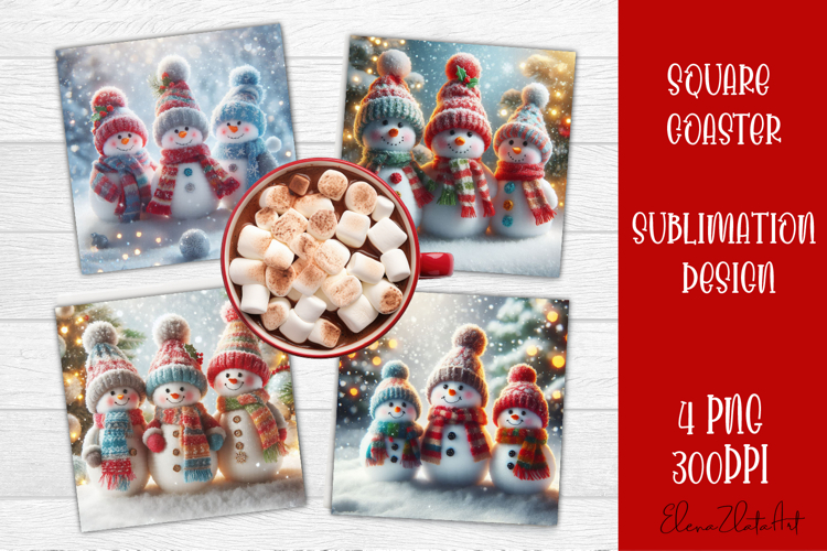 Christmas Square Coaster Sublimation Design