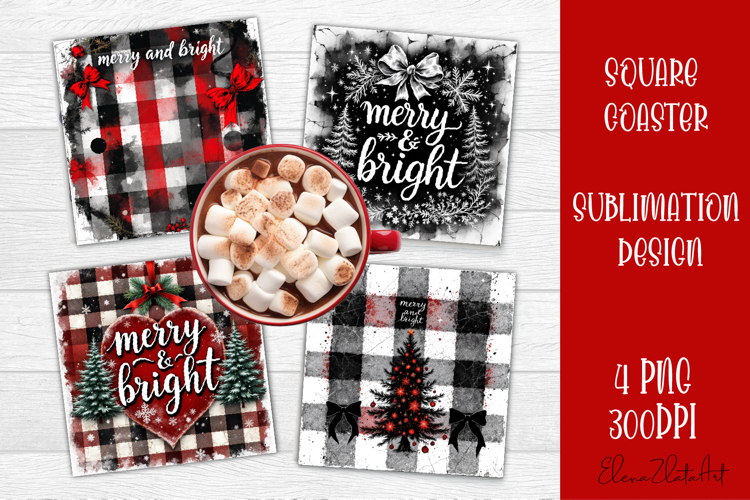 Christmas Square Coaster Sublimation Design