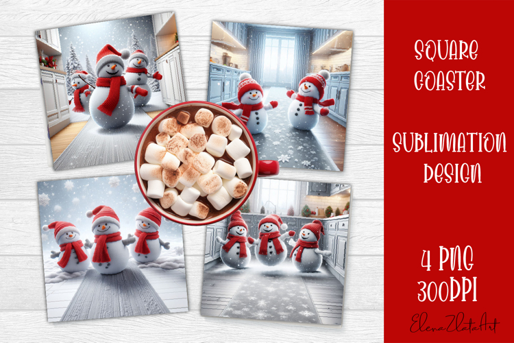 Christmas Square Coaster Sublimation Design
