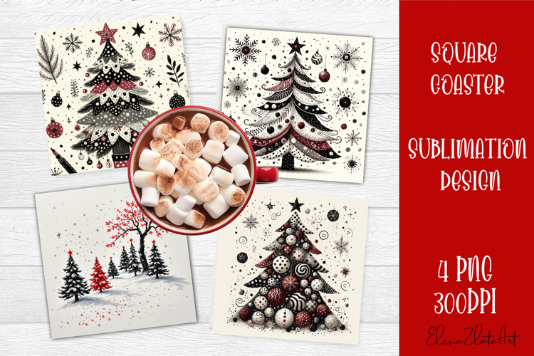 Christmas Square Coaster Sublimation Design