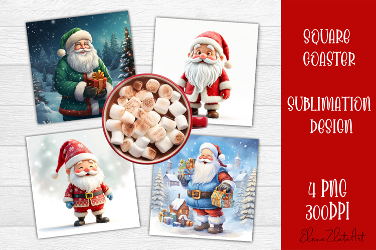 Christmas Square Coaster Sublimation Design