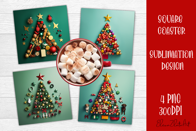 Christmas Square Coaster Sublimation Design