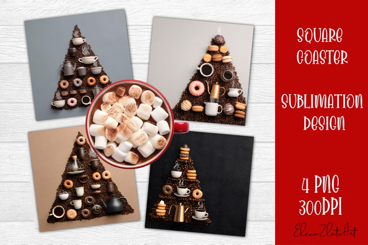 Christmas Square Coaster Sublimation Design