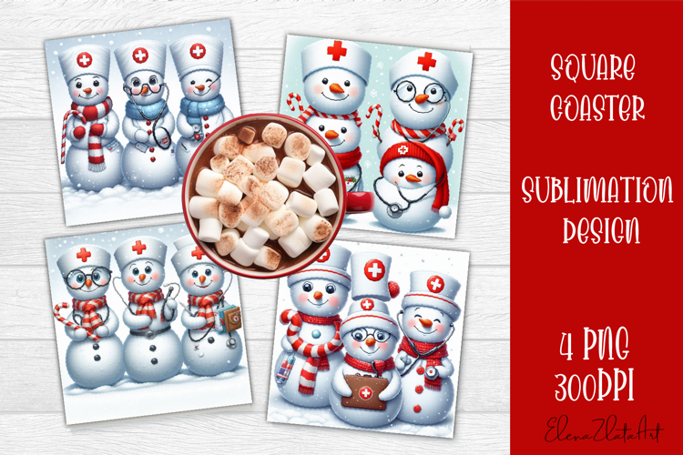 Christmas Square Coaster Sublimation Design