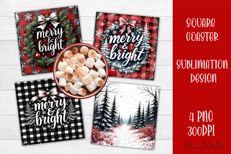 Christmas Square Coaster Sublimation Design