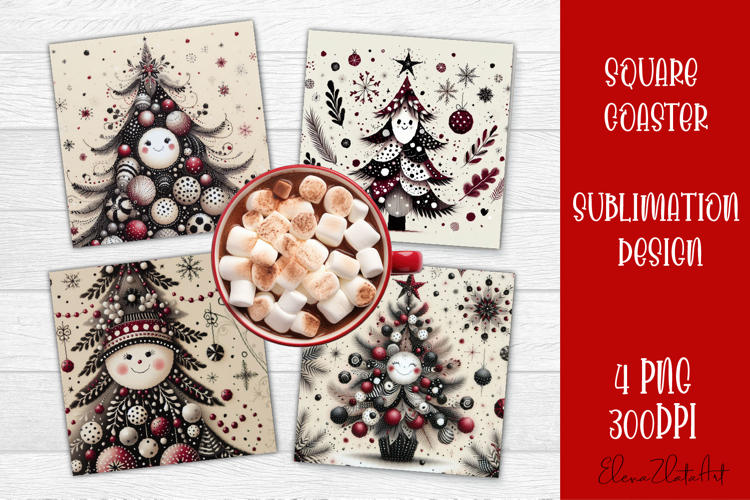 Christmas Square Coaster Sublimation Design