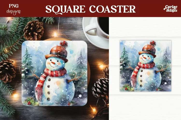 Christmas Square Coaster Sublimation