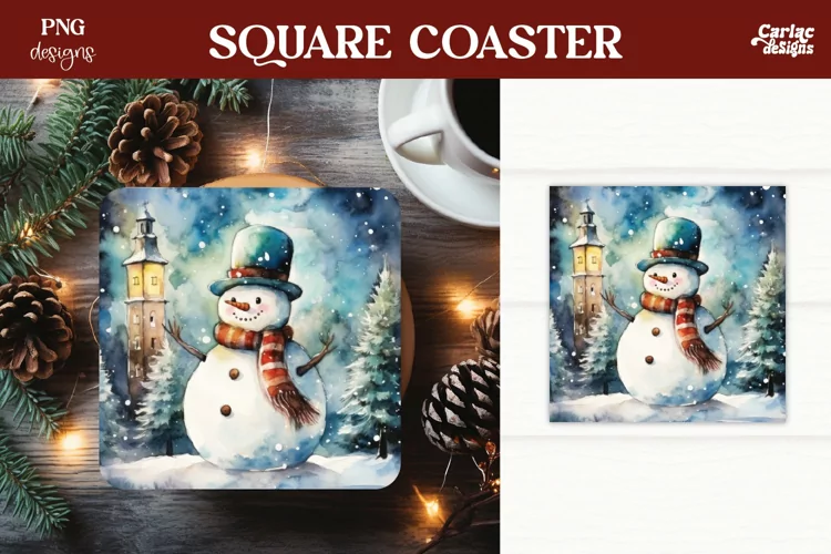 Christmas Square Coaster Sublimation