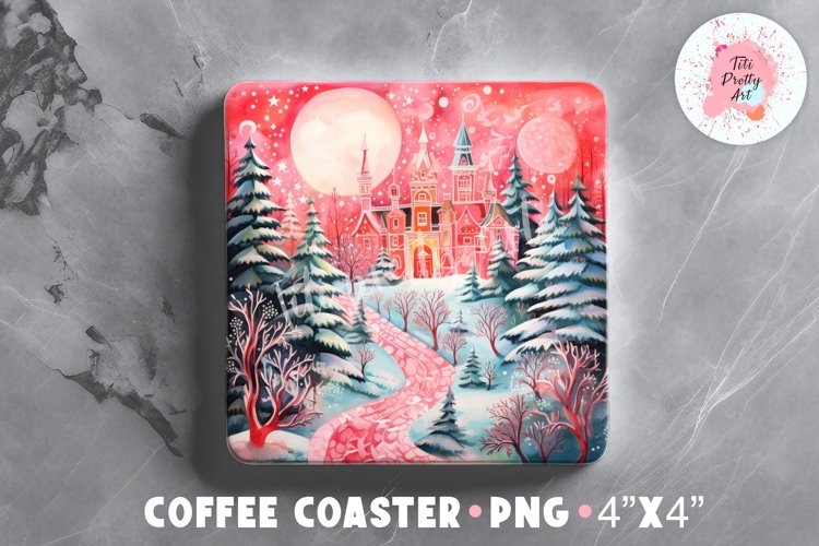 Christmas Square Coaster, Coffee Square Coaster Sublimation Png, Square Coaster Png