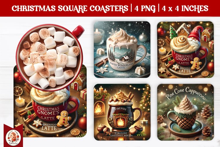 Christmas Coffee Coaster, Square Coaster