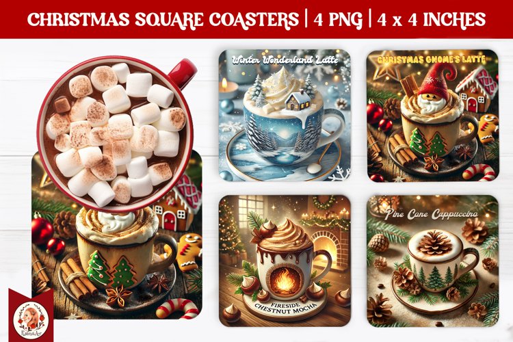 Christmas Coffee Coaster, Square Coaster