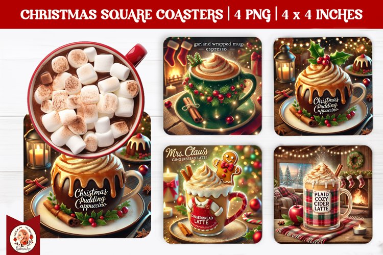 Christmas Coffee Coaster, Square Coaster