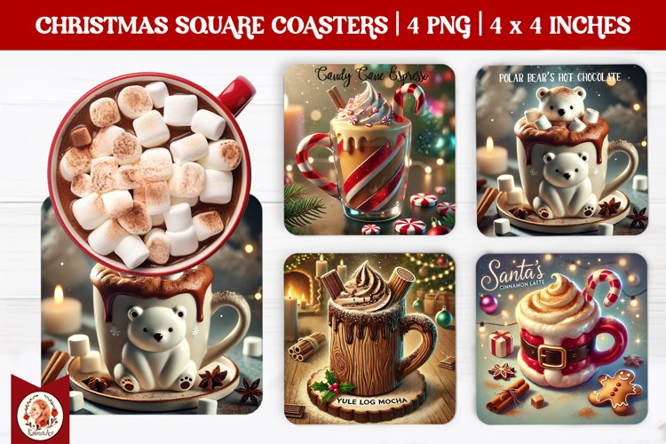Christmas Coffee Coaster, Square Coaster