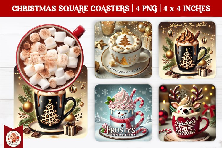 Christmas Coffee Coaster, Square Coaster example image 1