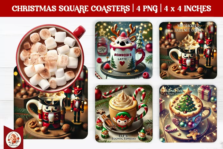 Christmas Coffee Coaster, Square Coaster