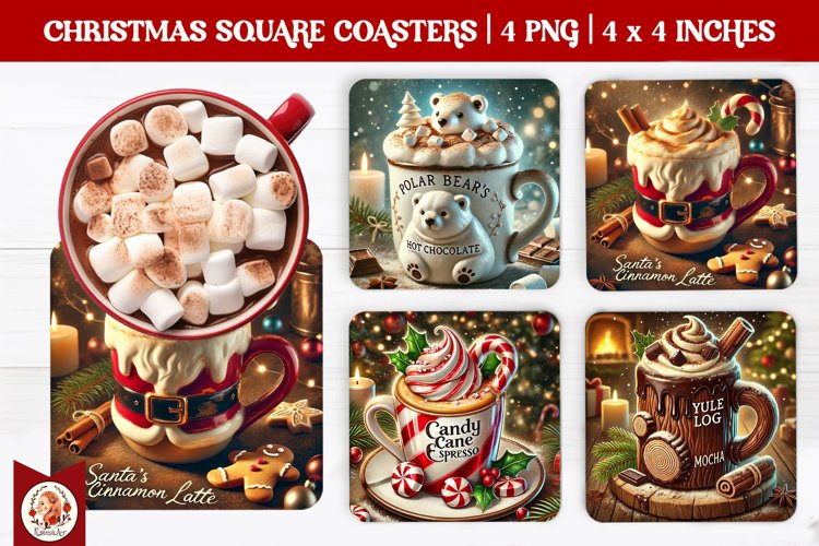 Christmas Coffee Coaster, Square Coaster