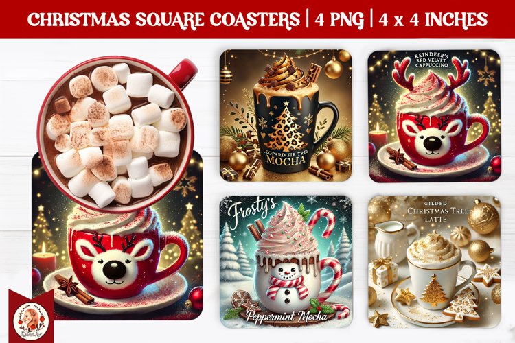 Christmas Coffee Coaster, Square Coaster example image 1