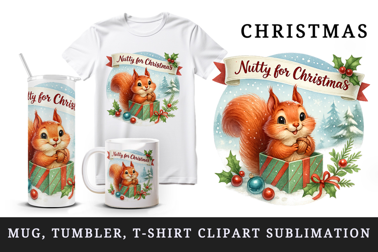 Christmas squirrel tumbler, mug wrap clipart sublimation png