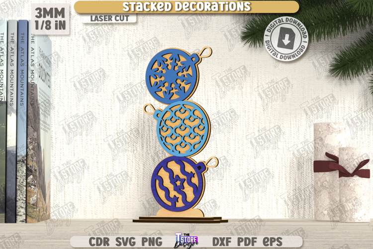 Stacked Christmas Balls Laser Cut | Xmas SVG | Holidays |CNC