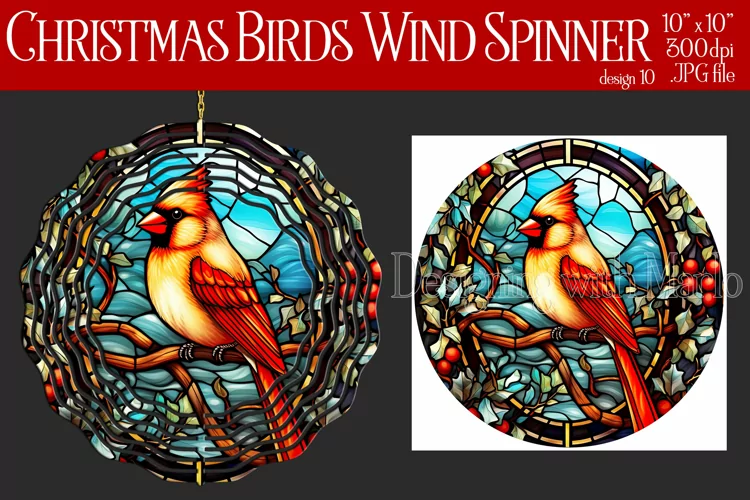 Christmas Wind Spinner, Christmas Bird Spinner, Winter Bird