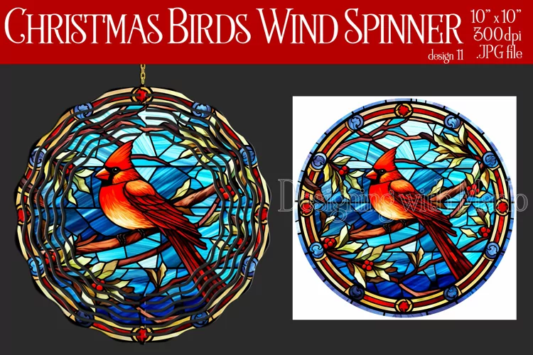 Christmas Wind Spinner, Christmas Bird Spinner, Winter Bird