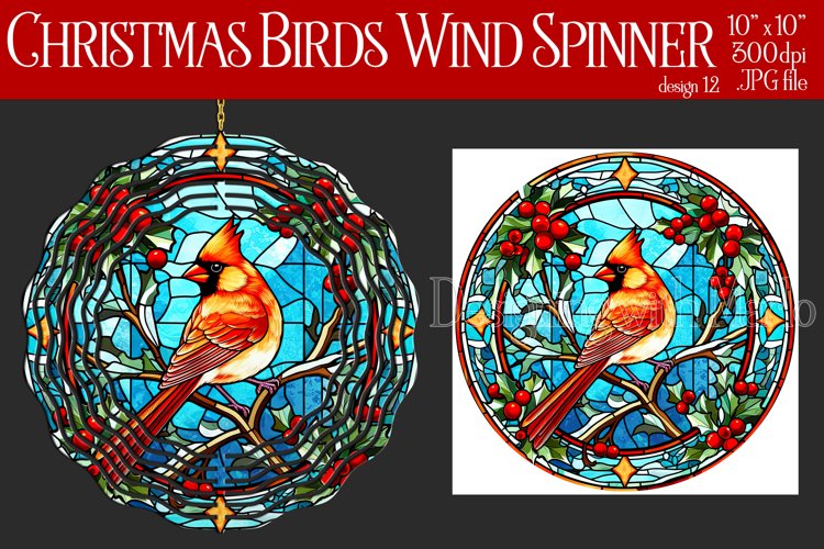 Christmas Wind Spinner, Christmas Bird Spinner, Winter Bird example image 1