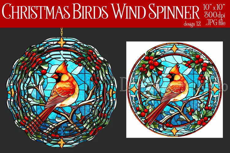 Christmas Wind Spinner, Christmas Bird Spinner, Winter Bird
