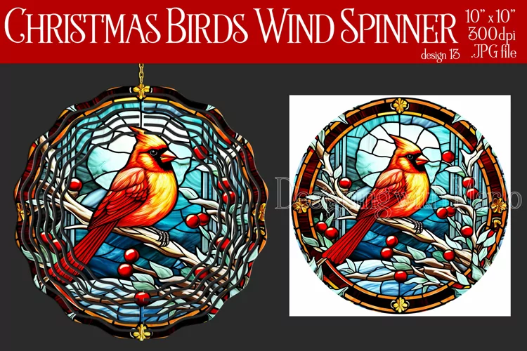 Christmas Wind Spinner, Christmas Bird Spinner, Winter Bird