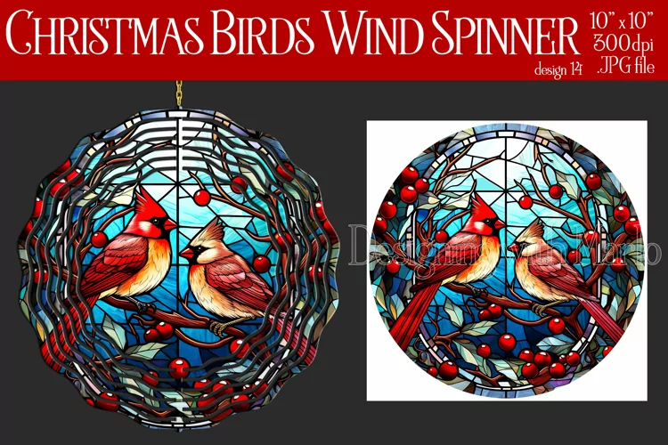 Christmas Wind Spinner, Christmas Bird Spinner, Winter Bird