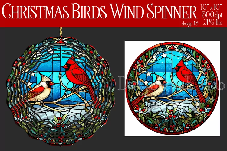 Christmas Wind Spinner, Christmas Bird Spinner, Winter Bird