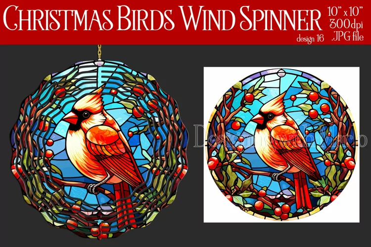 Christmas Wind Spinner, Christmas Bird Spinner, Winter Bird