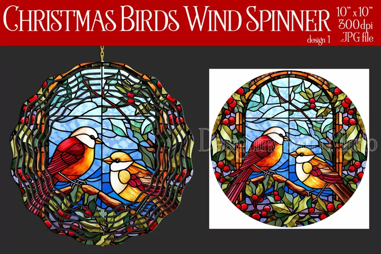 Christmas Wind Spinner, Christmas Bird Spinner, Winter Bird